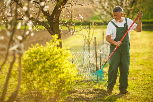 Garden landscaping work in Sudbury showing site preparation and layout planning